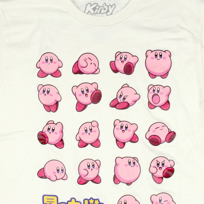 Kirby Mens' Pink Alien Expressions of Kirby Grid Design Printed T-Shirt, 3 of 5