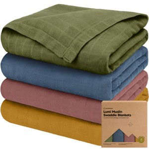 KeaBabies 4pk Muslin Swaddle Blankets for Baby Boys, Girls - Organic Baby Blankets, Swaddles for Newborns (Plains) - 1 of 4