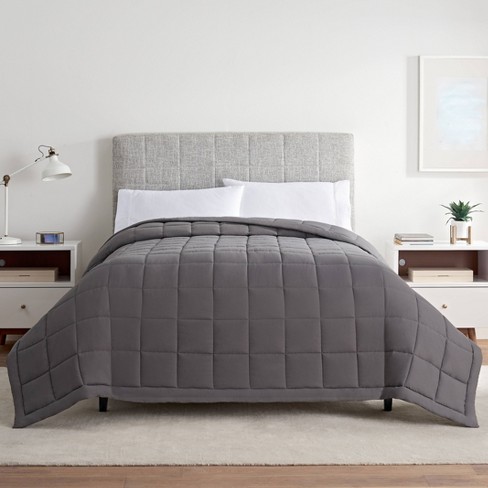 Twin Down Alternative Quilted Bed Blanket Light Gray - Serta : Target