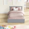 Full Size Platform Bed Frame, With Headboard, Pulling Out Twin Trundle, Space Saving Bed, Solid Wood Frame Mattress Foundation, Gray - 3 of 4