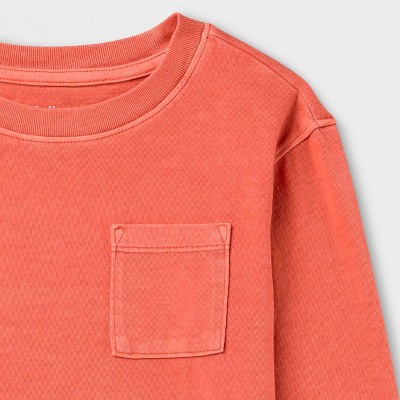 Детские футболки Cat & Jack Toddler Boys' Relaxed Long Sleeve Pigment Dye T-Shirt - Cat & Jack™ Orange 5T — фото 3