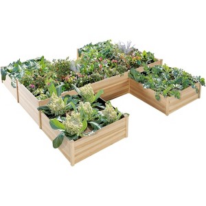 AMERLIFE 12x12x2 FT Wooden Raised Garden Bed, H-Shaped Double-Layer Planter, 180 Cu. Ft Capacity - 1 of 4