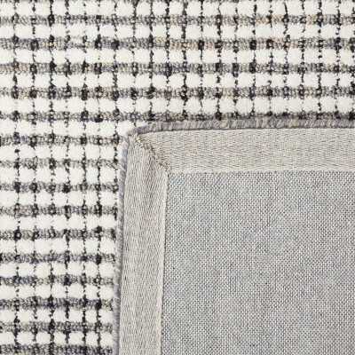 Handmade Gray and Ivory Abstract Wool Square Rug