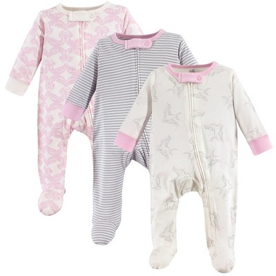 Touched By Nature Baby Girl Organic Cotton Zipper Sleep And Play 3pk ...