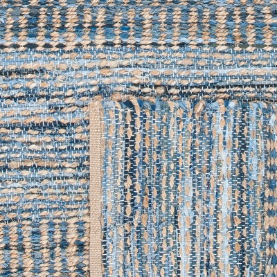 Cape Cod Blue and Natural Braided Jute Square Area Rug