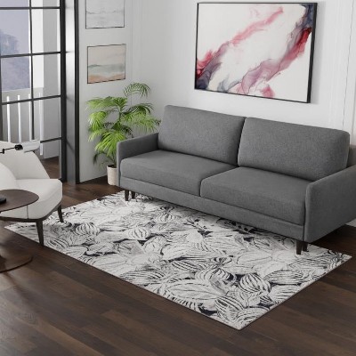 Charcoal Floral Synthetic 8' x 10' Rectangular Area Rug