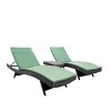 GDFStudio Olivia Outdoor Wicker 3 Piece Armless Folding Chaise Lounge Chat Set with Cushions - 2 of 4