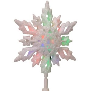 Kurt S. Adler Red/Green/Blue LED Glitter Snowflake Tree Topper 10-Inch - 1 of 4