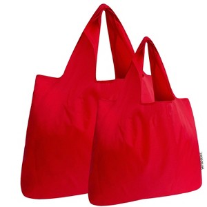 Wrapables Large & Small Foldable Tote Nylon Reusable Grocery Bags, Set of 2 - 1 of 4