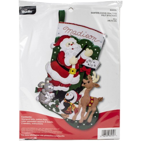 Santa Stop Here Felt Christmas Stocking Kit - Felt Stocking Kits