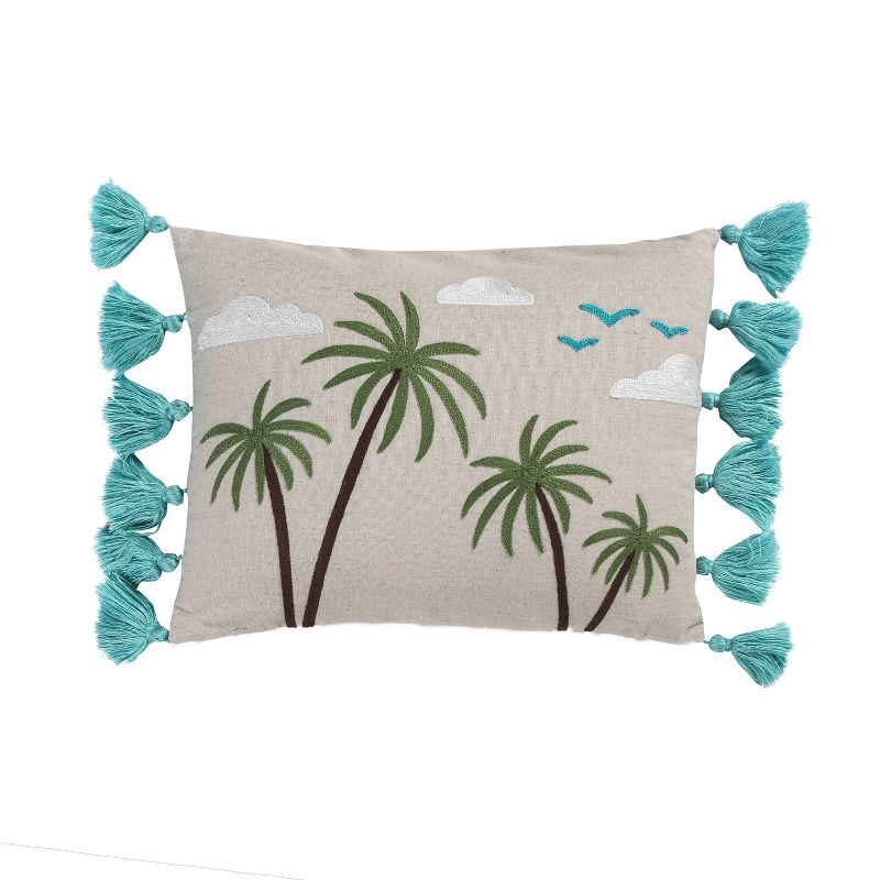 Beach Days Palm Tassel Decorative Throw Pillow Natural - Homthreads, 1 of 5