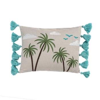 Beach Days Palm Tassel Decorative Throw Pillow Natural - Homthreads