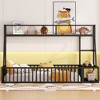 Twin Size Floor Bed Frame with Safety Fence, Desk and Storage Shelves - 2 of 4