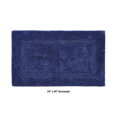 Navy Cotton Reversible Tufted Bath Mat Rug 24" x 40"