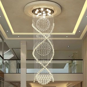 Siljoy Chandelier for Staircase, Modern Luxury Foyer Chandelier, Flush Mount Ceiling Light Fixtures for Spiral Entryway, High Ceiling W25.6" X H 98.4" - 1 of 4