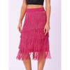 Allegra K Women's High Waist Bodycon Tiered Pencil Midi Tassel Fringe Skirts - 3 of 4