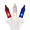 Northlight Mini Christmas Light Set - Red White and Blue - 10' White Wire - 50ct - 2 of 4