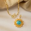 Ross-Simons Turquoise and 2.50 ct. t.w. Citrine Sunflower Toggle Necklace in 18kt Gold Over Sterling - 2 of 4