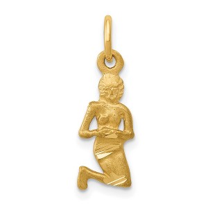 Black Bow Jewelry 14k Yellow Gold Virgo the Virgin Zodiac Satin and Diamond Cut Charm - 1 of 4