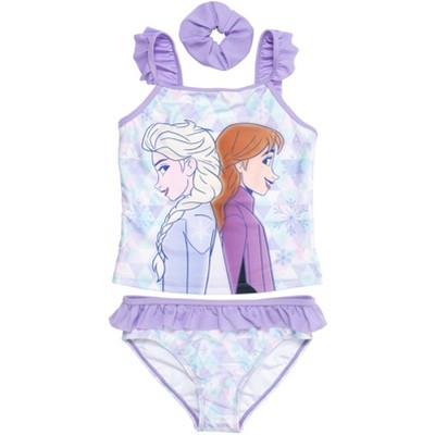 ambitie artikel Toegeven Disney Frozen Princess Anna Elsa Little Girls Tankini Top Bikini Bottom And  Scrunchie 3 Piece Swimsuit Set Purple 7 : Target