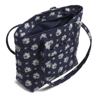 Vera Bradley Women's Cotton Small Vera Tote Bag Bandana Paisley - Navy and Neon Green — фото 2