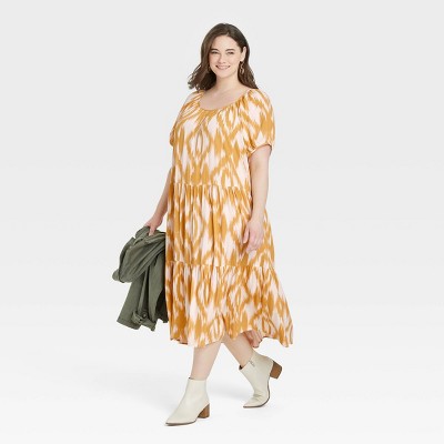 Women's Puff Short Sleeve Tiered A-Line Dress - Knox Rose™