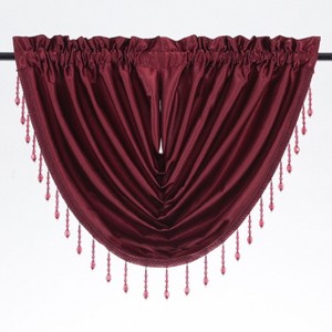 Kate Aurora Ultra Lux Faux Silk Regency Crinkle Rod Pocket Semi Sheer Crystal Beaded Window Valance - 1 of 4