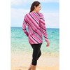 Swim 365 Women's Plus Size Split-Neck Long Sleeve Swim Tee With Built-In Bra - 3 of 4
