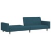 vidaXL Blue Velvet 2-Seater Sofa Bed - Convertible Loveseat Sleeper Couch for Living Room, Dorm, Office - Upholstered Twin Bed Size with Wooden Frame - 3 of 4