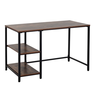 HomCom 47" Modern/Industrial Computer Writing Desk with 2 Storage Shelves for Home Office Study or Game Room