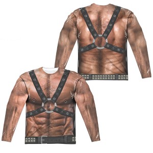 Men's Leather Daddy (Front Back Print) Long Sleeve Costume T-Shirt - 1 of 4