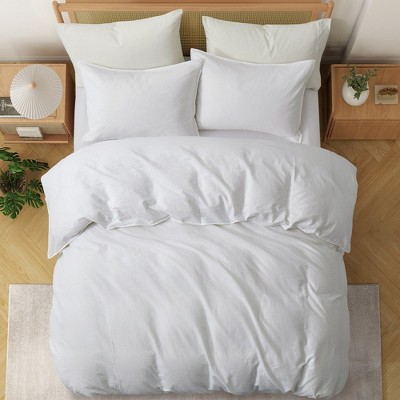 Peace Nest Linen Cotton Duvet Cover and Pillow Sham Set, Breathable and Skin-Friendly Bedding Set