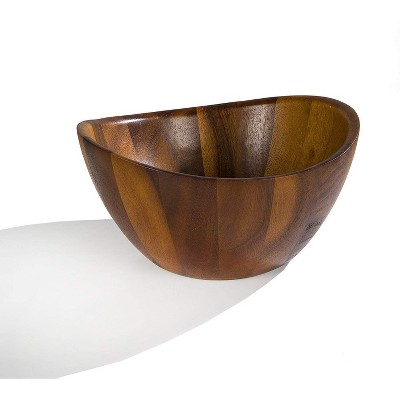Acacia Wood Crescent Salad Bowl Set with Servers