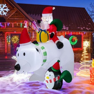 Costway 7 FT Tall Inflatable Polar Bear with Penguin Gift Bags & Gift Box Shaking Head - 1 of 4