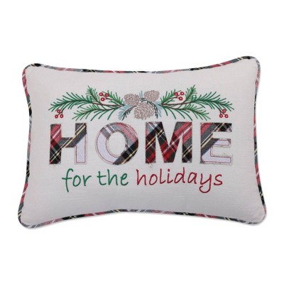 12"x18" 'Home for the holidays' Christmas Indoor Lumbar Throw Pillow - Pillow Perfect