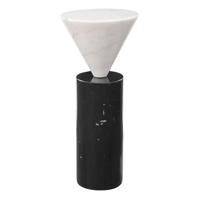 Uttermost Black & White Marble Drink Table – Compact Modern Accent