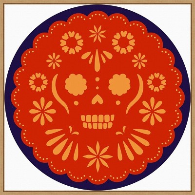 22" x 22" Calaveras Collection C by Victoria Barnes Framed Wall Canvas - Amanti Art