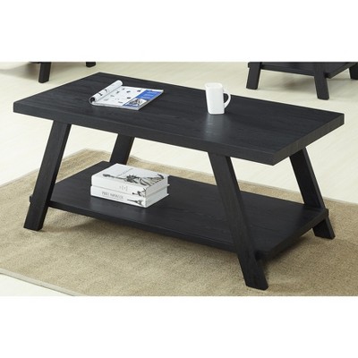 Athens Black Rectangular Wood Shelf Coffee Table