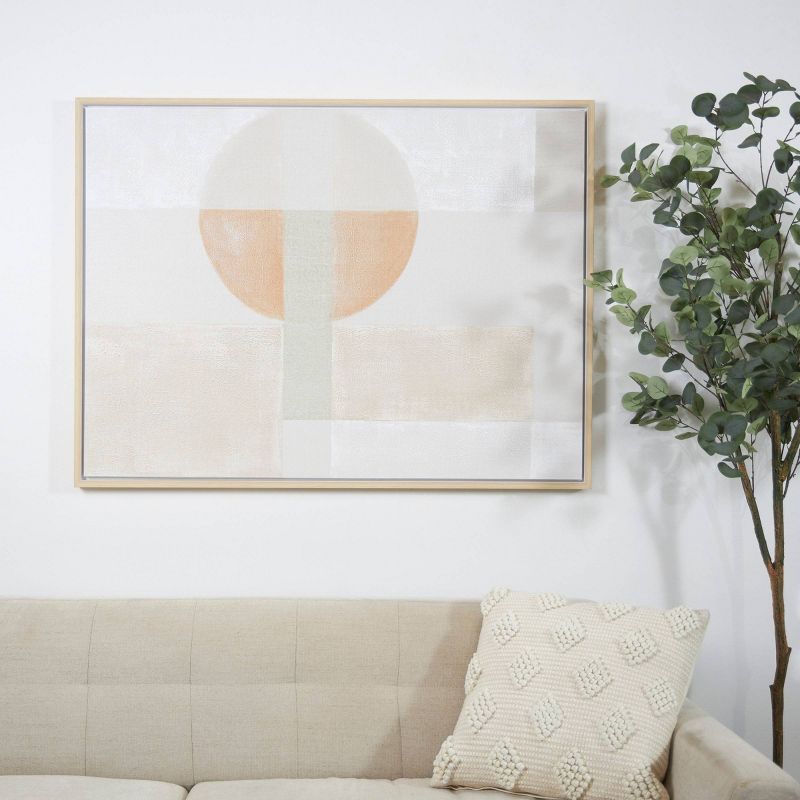 47" x 36" Canvas Abstract Minimalist Mid-Century Modern Framed Wall Art with Peach Accent Cream - Olivia & May, 1 of 6