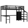 Black Queen Size Loft Bed with L-shaped Desk and USB Metal Loft Bed with Wardrobe and Adjustable Shelf - 4 of 4