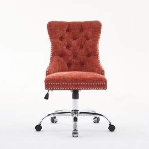 ChicFurnit Task and Office Chairs Chenille Upholstered Office Chair Swivel Chair Ergonomic Chair for Home Office, Orange, 24.8"*19.4"*38.6" - 1 of 4