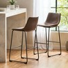 LOVMOR Vintage Style  Armless Industrial Faux Leather Counter Stool (Set of 2) - 3 of 4