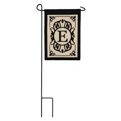 Evergreen Flag Cambridge Chic Letter E Monogram Applique Garden Flag - 12.5" Wide x 18" High