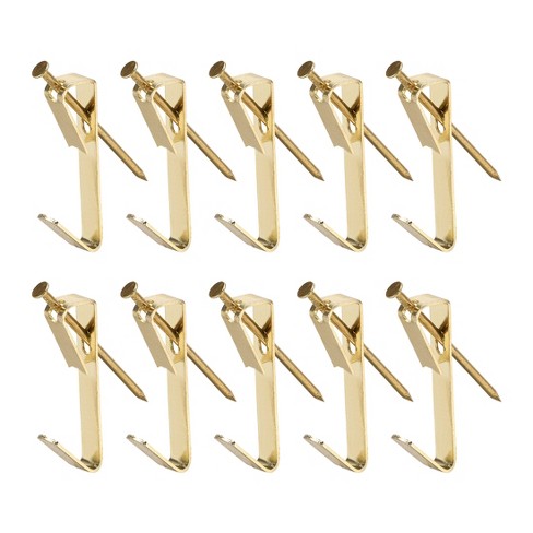 BRASS PICTURE HOOKS SINGLE HOOK WITH NAIL WALL HOOKS DECORATIVE GOLD NAIL  FRAME