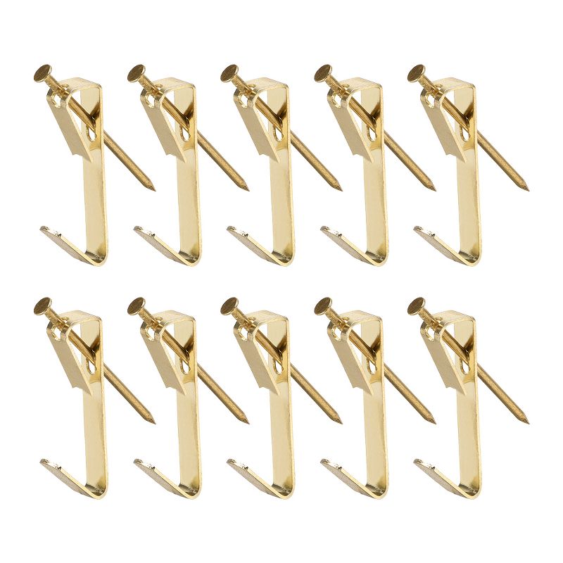 Unique Bargains Photo Frame Hanging Hooks Kit for Wall Mounting Gold 0.83" x 0.16" 25 Pcs, 1 of 4