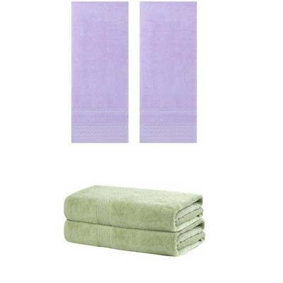 REGALWOVEN Cotton Absorbent Soft Bath Hand Cloths Towels 2 Piece Sets