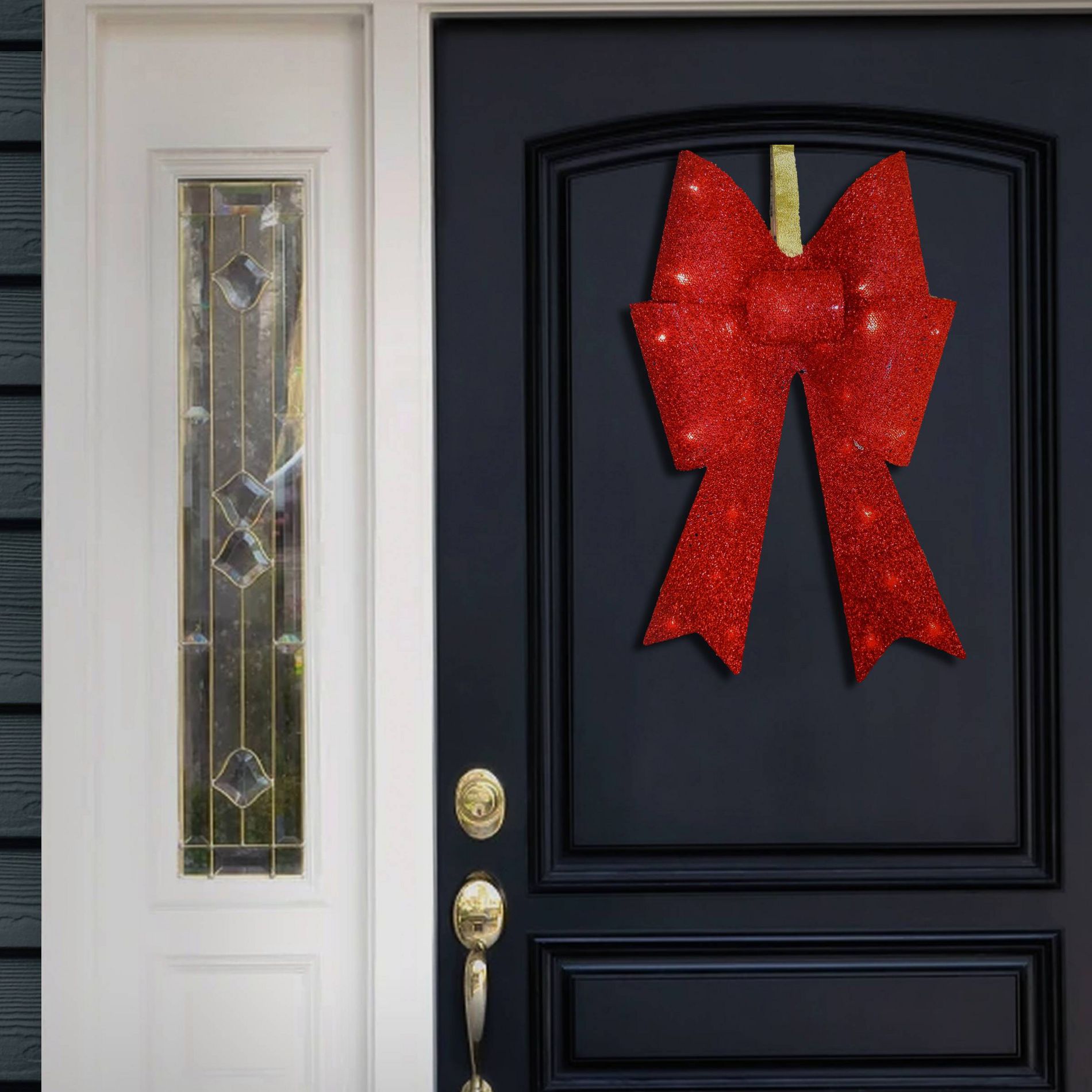 National Tree Company 20" PreLit Red Fabric Christmas Bow