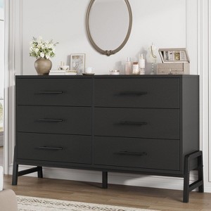 Freestanding 52" Wooden Dresser with Wide Drawer and Storage Closet, Vertical Storage Chest for Living Room, Bedroom, Entryway - 1 of 4