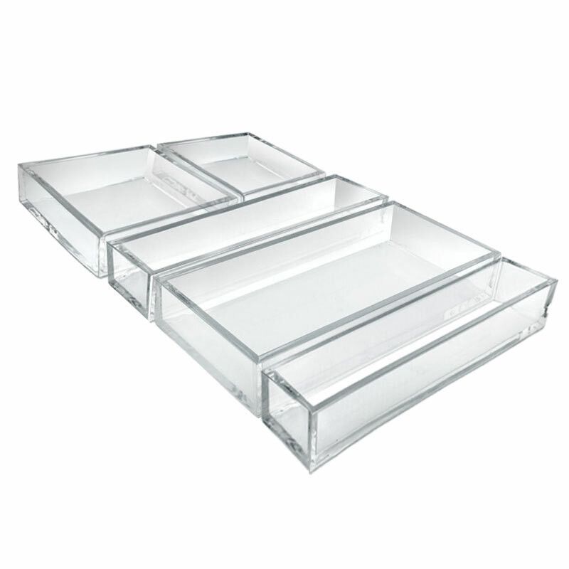 Azar Displays Deluxe 5 Piece Clear Acrylic Tray Set, Two Narrow Rectangle, Two Square and One Large Rectangle Tray, 4 of 9