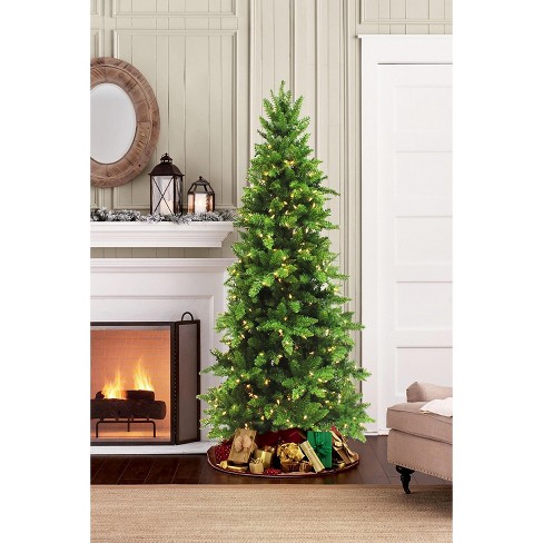 Perfect Holiday Prelit Slim Pencil Spruce Christmas Tree with Warm White Lights - image 1 of 4